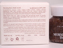 Morning Brew Body Scrub packaging showing ingredient information