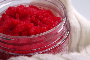 Bamby Soft Lip Scrub exfoliating texture inside open jar