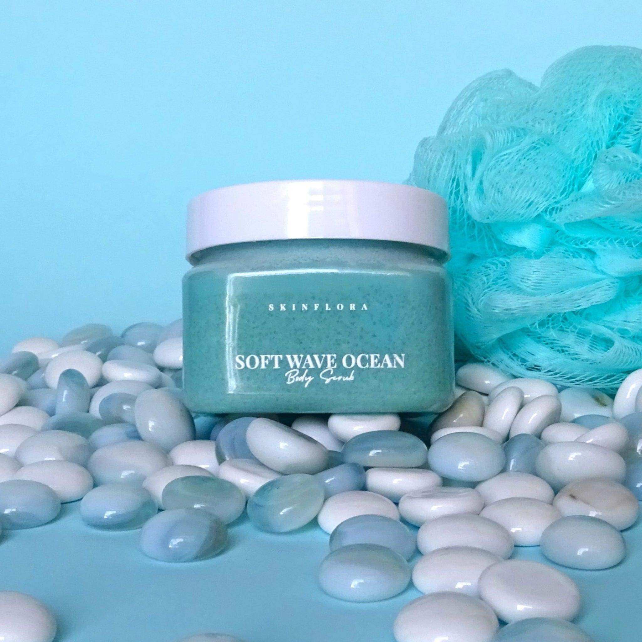 Soft Wave Ocean hydrating body scrub for smooth, nourished skin - Skinflora UAE | مقشر جسم Soft Wave Ocean مرطب للبشرة ناعمة ومغذية - سكينفلورا الإمارات